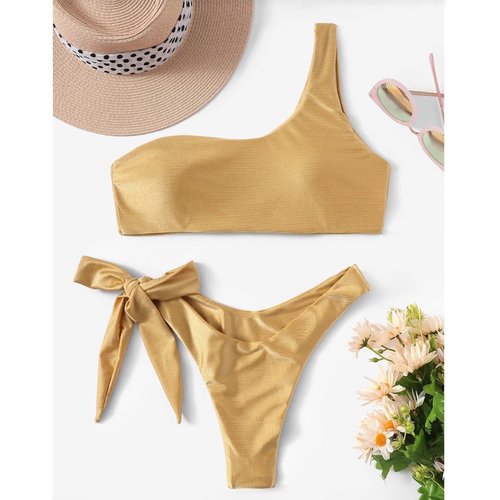 APHRODITE One Shoulder Knot Bikini Swimsuit